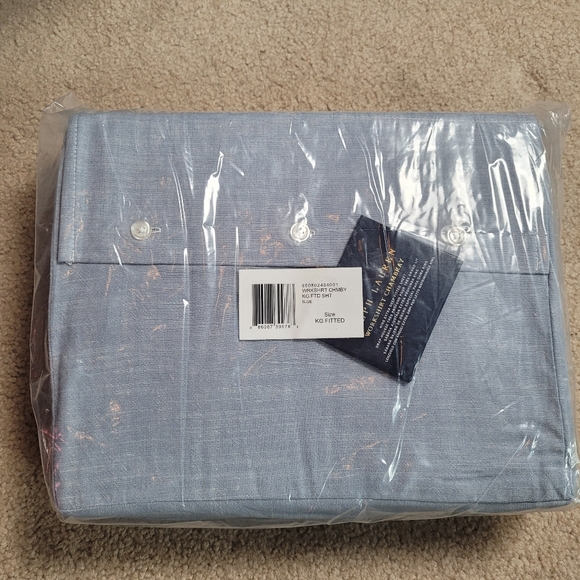 Ralph Lauren Workshirt Chambray King Extra Deep Fitted Sheet New - Picture 1 of 3